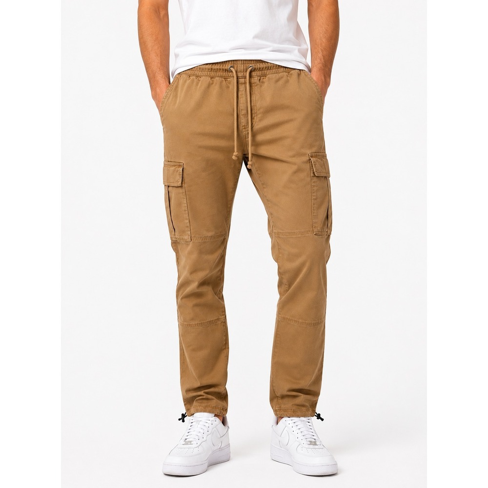 PACSUN Men's Tan Cargo Jogger Pants Drawstring Stretch Size (M)